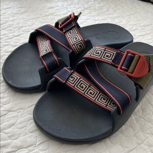 Chaco Sandal with Red Buckle and Olive Straps